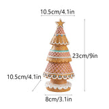 Yeknu  Mini Resin Christmas Tree Ornament Creative Gingerbread Christmas Tree Statue Desktop Crafts Home Christmas Scene Decor Gifts