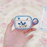 Yeknu  Cute dried flower transparent headphone case protective cover with circular ring and shock-absorbing protective cover