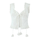 Yeknu  Holiday Style Beach Bohemian Top Sleeveless Summer Women's Lace Lace Tank Tops