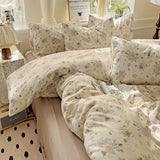 Yeknu  Ins Pastoral style Flowers Bedding Sets New Twin Queen Size Duvet Cover Flat Sheet Pillowcase Princess Girl Bed Linen