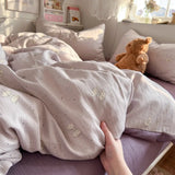 Yeknu  new aerobic three-layer yarn printing four-piece set skin-friendly and soft four-piece set of bedding in student dormitory