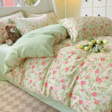 Yeknu  Comforter Botanical Flowers Garden Ultra Soft & Breathable 100%Nature Cotton Bedding Sets With Flat/Fitted Sheet 2 Pillowcases