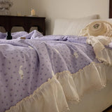 Yeknu  Korean 100% Cotton Summer Quilt 2025 Cool Feeling Quilt Bare Sleeping Skin-Friendly For Women Romantic Bedroom Decor Queen Size