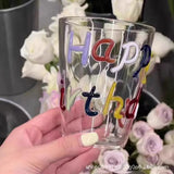 Yeknu  3D Colorful Stars Glass Cup High Borosilicate Glass Transparent Drink Water Cup  Milk Coffee  Juice  Glass