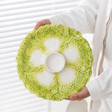 Yeknu  Dumpling plate with vinegar dish, home ceramic vegetable plate, butterfly breakfast partition plate, creative
