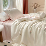 Yeknu  Summer Cooling Ice Silk Bedding Sets Silky Sleeping Naked Skin Friendly Quilt Cover Set Home Dorm Bedclothes for Adults Kids