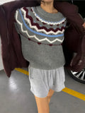 Yeknu  Knitted Autumn Pullover Sweater Women Flower Fashion Korean Style Loose Ladies Cropped Sweaters Sweet Woman Sweater