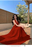 Yeknu  Summer Drape Halter Neck Long Dress Women Deep Strap Backless Sexy Holiday Dresses Bohemian Casual Beach Maxi Dress