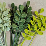Yeknu DIY New Knitted Eucalyptus Leaves Bouquet Artificial Homemade Crochet Fake Plants Flower Christmas Wedding Party Table Decorations