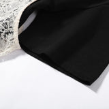 Yeknu  Fashion Lace Sling Top With Loose Blouse Women Solid Short Sleeve O-neck Tops Female Summer Streetwear Lady New
