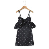 Yeknu  Retro Black And White Polka Dot Tube Top Dress