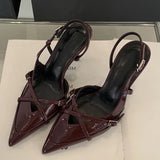 Yeknu  Street Style Sexy Buckle Strap Women Pumps Elegant Pointed Toe Thin High Heels Banquet Party Slingback Shoes