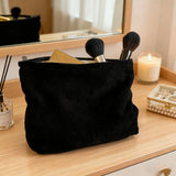 Yeknu  Corduroy Travel Cosmetic Bag Portable Makeup Storage Bag Purses Women Large Capacity Zipper Make Up Organizer Storage Clutch