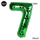 Yeknu  Soccer Birthday Party Decoration Multi Color Number 7 Balloon 32Inch 1 2 3 4 5 6 7 8 9 Digit Football Balloon Large Figure Golob