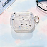 Yeknu  Minimalist black and white star transparent headphone case protective cover, transparent strap with portable keychain ring
