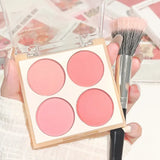 Yeknu  4-color matte blush palette - pinkish purple tones, waterproof, long-lasting natural nude makeup, perfect gift, Korean-style