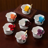 Yeknu  1PC Handmade Flower Cup Rose Ceramic Coffee Cup Mug Mug Souvenir Tea Cup Afternoon Tea Party Home Tableware Decoration