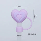Yeknu  1PC Silicone Heart Straw Covers Reusable Star Straw Toppers Drinking Caps Straws Stopper for Stanley 10mm Tumbler Accessories