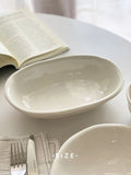 Yeknu  Anmuli Nordic mat Handmade Irregular Pure White Cerc Oval Deep Di Plate Dining Plate Deep Di Porcelain Plate