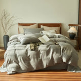 Yeknu  Pure cotton three-layer yarn bed four-piece set 100 cotton bedding simple quilt cover bed sheet three-piece bed hat