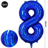 Yeknu  40Inch Navy Blue Number Balloons 0-9 Helium Balloon Laser Dark Blue Figure Golob Birthday Wedding Graduation Decoration Supplies