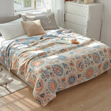 Yeknu  100% Cotton Muslin Bed Cover Breathable Muslin Bedspread Home Textile Adult Kids Jaccquard Sofa Bed Throw Blankets Bedsheet