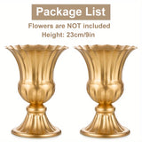 Yeknu  Metal Flower Vase, 9 Inch/6 Inch Metal Flower Pot Artificial Real Flower Vase, Garden Trumpet Flower Pot Table Wedding Decoratio