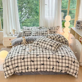 Yeknu  Small Fresh Milk Falai Plush Single Item Quilt Cover Printed Plaid Thickened Warm Duvet Cover 180x220 200x230 220x240