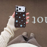 Yeknu  INS Winter Spot Leopard Print Blue Star Phone Case For iPhone 16 15 14 17 Pro Max 17Pro 17Air iPhone13 Case Soft Protect Cover