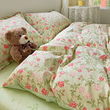 Yeknu  Comforter Botanical Flowers Garden Ultra Soft & Breathable 100%Nature Cotton Bedding Sets With Flat/Fitted Sheet 2 Pillowcases