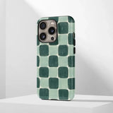 Yeknu  Fashion Green Plaid Phone Case for IPhone 17 16 15 14 13 12 11 X XS XR XSMAX 7 8 Air Pro Max Plus Luxury Double-layer Back Cover