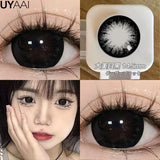 Yeknu  1 Pair Myopia Eye Color Lens with Diopters Black Lenses Natural Gray Color Contact Lenses Big Eye Fashion Eye Lenses