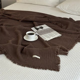 Yeknu  1pc Blanket 100% Cotton Sofa Towel Tassels Bed Linen Solid Color Shawl manta Skin-friendly Plaid Home Blankets