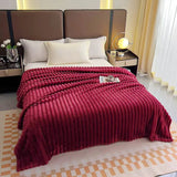 Yeknu  Ribbed Flannel Blanket Double Sided Thickened Nap Blanket Winter Throw Blanket Sofa Blanket Hemmed Blanket