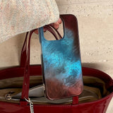 Yeknu  Halo Staining Contrast Color Blue Phone Case For iPhone 16 Pro Max 15 Pro 14 13 12 ProMax 16Pro Soft Shockproof Back Cases Capa