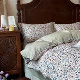 Yeknu 100% Cotton Bedding Set Ins Korean Floral 3D Printed Duvet Cover Bed Linen Flat Sheets Set 2 Pillowcases Twin Double Queen Size