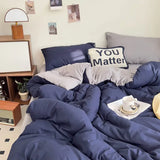 Yeknu  New Washed Cotton Single Quilt Cover Solid Color Double Duvet Cover Skin Friendly and Comfortable Bedding 150x200 180x220