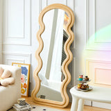 Yeknu Wavy Floor Mirror Big Full Body Items Irregular Cosmetics Mirror Garden Travel Moon Portable Custom Espelhos Home Decorations
