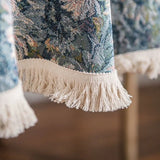 Yeknu Round Retro Pastoral Tablecloth Square European American Cotton Linen Dining Table Tassel Cover Tea Table Writing Desk Table Mat