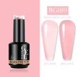 Yeknu  Rubber Base Gel Nail Polish Pink White Base Gel Top Coat Jelly Semi Transparen French Soak Off UV Nail Art Varnish