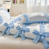 Yeknu  3 Piece Sheet Set  pink bowknot duvet cover Set ， comfortable Bedding Set Bedspread for All Season