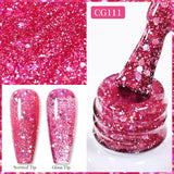 Yeknu  10ml Gold Glitter Gel Nail Polish Crystal Semi Permanent Soak Off UV Gel Varnish Nail Art Manicure Base Top Coat