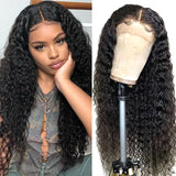 Yeknu  13x6 Deep Wave Lace Frontal Wigs Curly  Natural Color Human Hair Wig 30 Inch Pre Plucked 200 Density