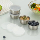Yeknu  304 Stainless Steel Sauce Seasoning Container 40ml Sauce Cup Silicone Cover Leak-proof Salad Dipping Dish Small Storage Box