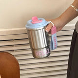 Yeknu  Stainless Steel Insulated Bottle Dual Drink Coffee Cup Fashionable Student Water Cup Portable with Lifting Rope Children's Cup
