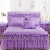 Yeknu  1 Piece Lace Bed Skirt +2pieces Pillowcases bedding set Princess Bedding Bedspreads sheet Bed For Girl bed Cover King/Queen size