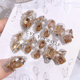 Yeknu  Glitter Fairy Rhinestone False nail Tips for Bride lady Wearable Sweet Crystal Design Press on Nails Mid Length Fake Nail Patch