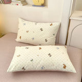 Yeknu 100% Cotton 4-Piece Duvet Cover Set (1 Duvet Cover 2 Pillowcases 1 sheet), Minimalist Cartoon Design, Ultra-Soft Bedding Set