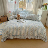 Yeknu  4Pcs Spring Vibrant Flowers 100% Cotton France Princess Style Bedding Set Single Twin Queen Duvet Cover Bed Sheet Pillowcases