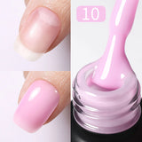 Yeknu  Rubber Base Gel Nail Polish Pink White Base Gel Top Coat Jelly Semi Transparen French Soak Off UV Nail Art Varnish